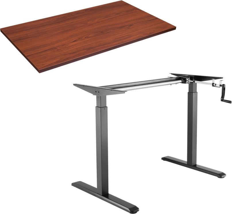 Výškově nastavitelný stůl AlzaErgo Table ET3 černý + TTE-12 120x80cm hnědá dýha