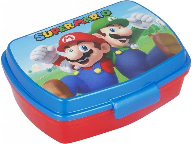 Svačinový box Dětský box na svačinu Super Mario - červený/modrý