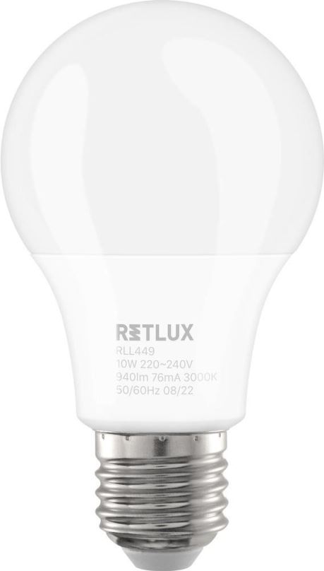 LED žárovka RETLUX RLL 449 A60 E27 zar. 3 step DIMM 10W W