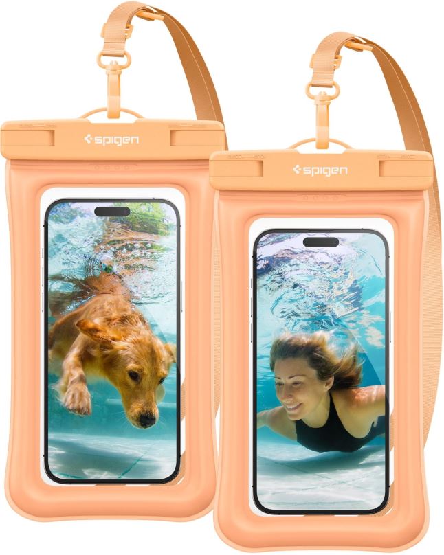 Pouzdro na mobil Spigen Aqua Shield WaterProof Floating Case A610 2 Pack Apricot