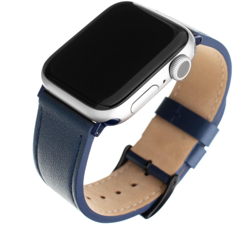 Řemínek FIXED Leather Strap pro Apple Watch 42/44/45/Ultra 49mm modrý