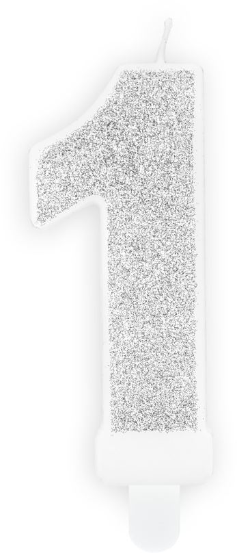 Svíčka Svíčka narozeninová, 7cm, číslice "1", stříbrná
