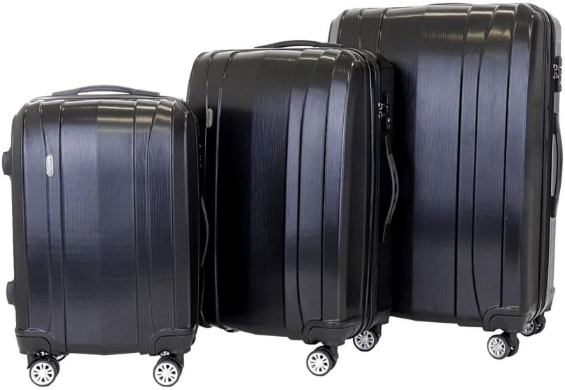 Sada kufrů Sada 3 kufrů T-class TPL-7002, M, L, XL, TSA zámek, rozšiřitelné (černá)