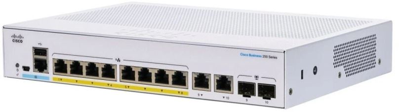 Switch CISCO CBS250 Smart 8-port GE, Full PoE, Ext PS, 2x1G Combo