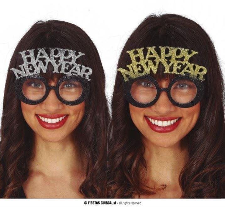 Doplněk ke kostýmu Guirca Brýle happy new year zlaté / stříbrné - silvestr