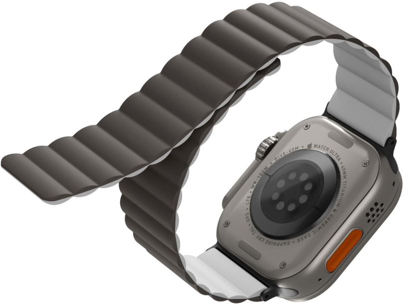 Řemínek Uniq Revix Reversible Magnetic řemínek pro Apple Watch 42/44/45/Ultra 49mm šedý/bílý