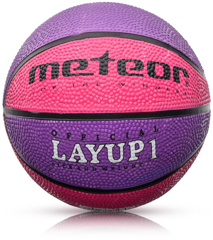 Basketbalový míč Meteor Layup vel.1 růžovo-fialový