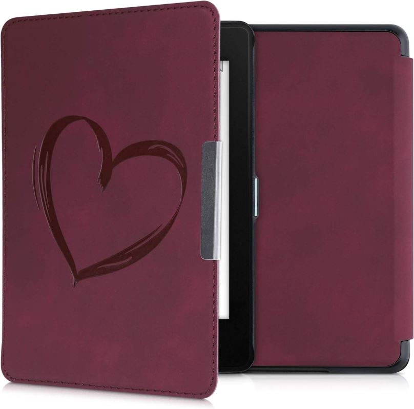 Pouzdro na čtečku knih KW Mobile - Brushed Heart - KW4897512 - Pouzdro pro Amazon Kindle Paperwhite 4 (2018) - tmavě červen