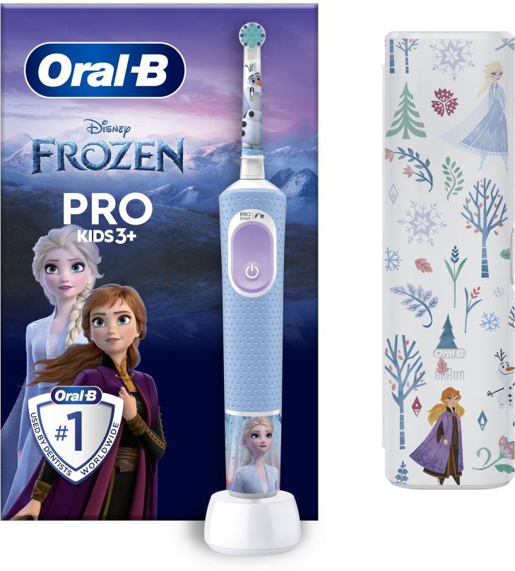 Elektrický zubní kartáček Oral-B Pro Kids Ledové Království S Designem Od Brauna s pouzdrem