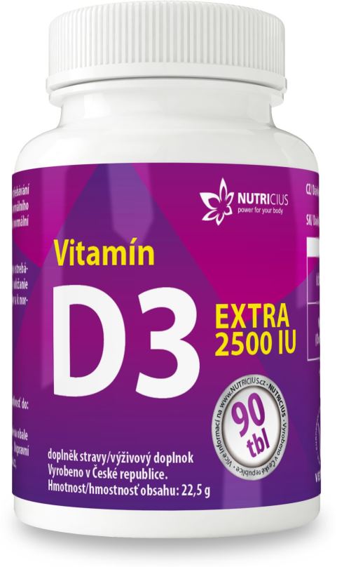 Vitamín D Nutricius Vitamín D3 extra 2500 IU tbl. 90