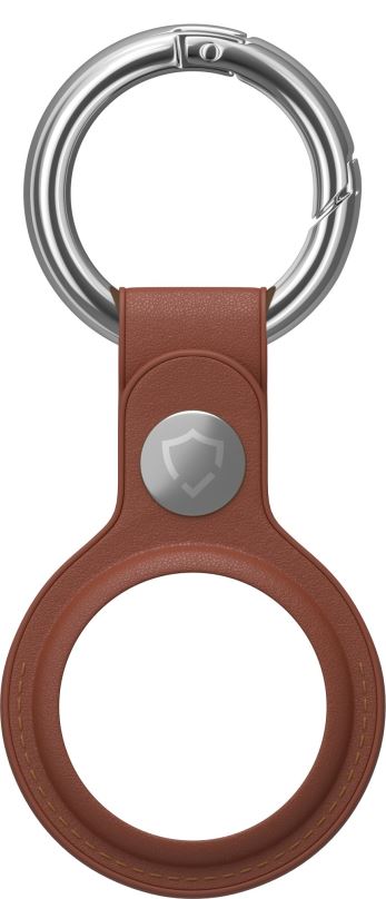 AirTag klíčenka AlzaGuard Genuine Leather Keychain pro Airtag hnědá