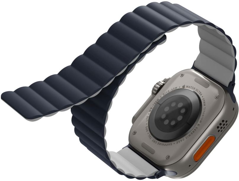 Řemínek Uniq Revix Reversible Magnetic řemínek pro Apple Watch 42/44/45/Ultra 49mm modrý/šedý