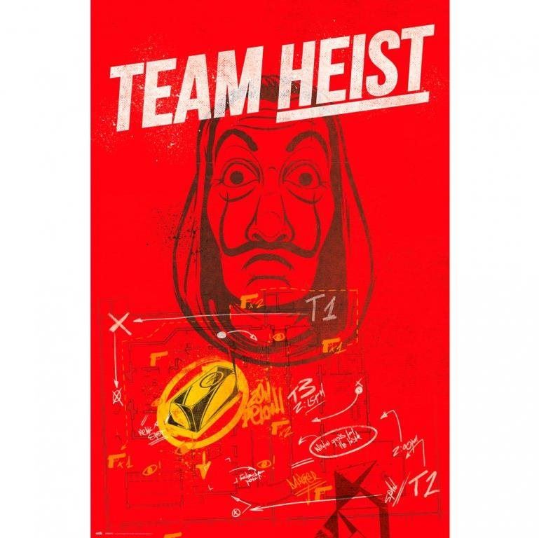 Plakát La Casa De Papel - Papírový dům - Team Heist - plakát