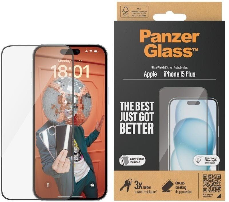Ochranné sklo PanzerGlass Apple iPhone 15 Plus s instalačním rámečkem
