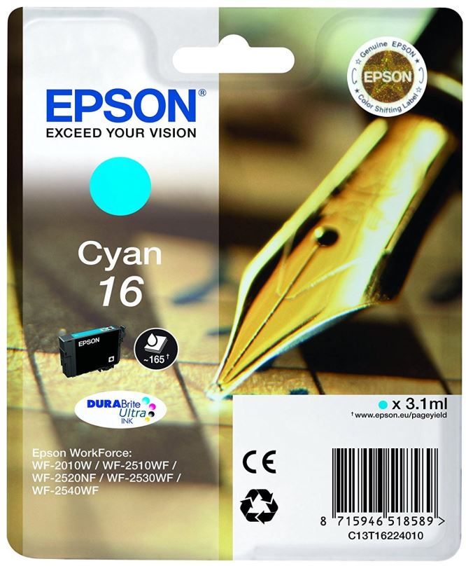 Cartridge Epson T1622 azurová