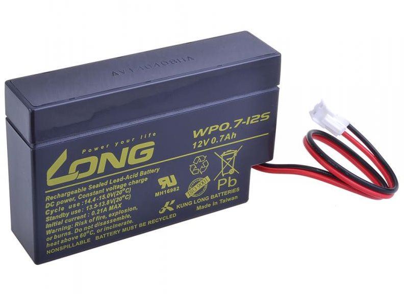Baterie pro záložní zdroje Long 12V 0.7Ah olověný akumulátor JST (WP0.7-12S)