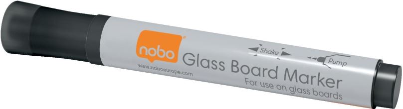 Popisovače NOBO Glass Whiteboard Markers, černý - balení 4 ks