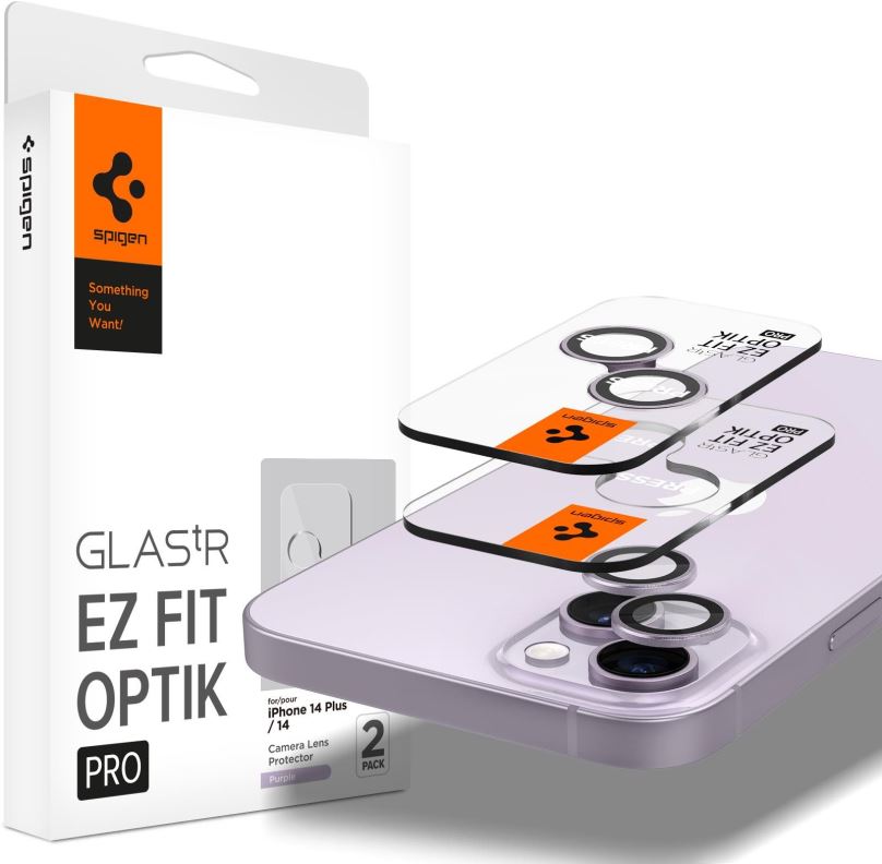 Ochranné sklo na objektiv Spigen Glass EZ Fit Optik Pro 2 Pack Purple iPhone 14/iPhone 14 Plus
