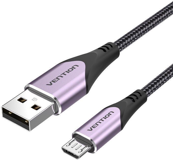 Datový kabel Vention Cotton Braided Micro USB to USB 2.0 Cable Purple 1m Aluminum Alloy Type