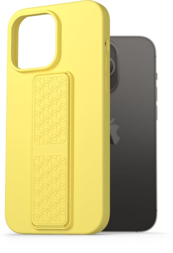 Kryt na mobil AlzaGuard Liquid Silicone Case with Stand pro iPhone 14 Pro Max žluté