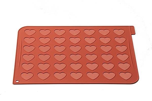 Pečicí forma Silikomart Silikonová podložka na pečení Makronek ve tvaru srdce Silikomart Heart Terracotta
