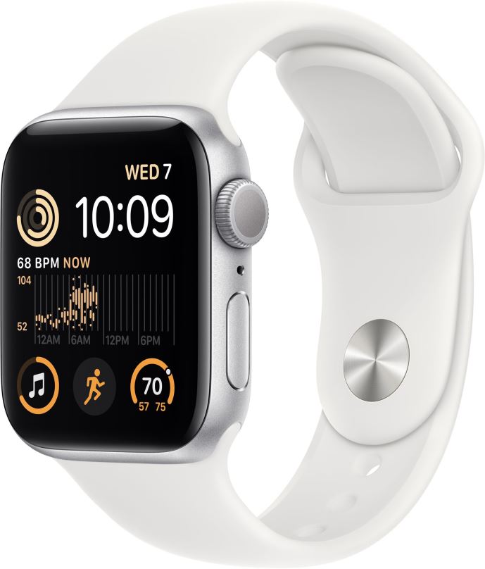 Chytré hodinky Apple Watch SE (2022) 40mm Stříbrný hliník s bílým sportovním řemínkem