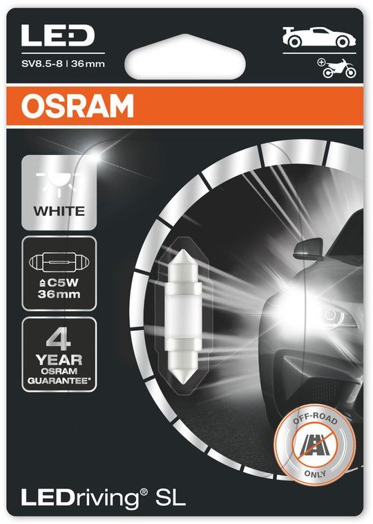 LED autožárovka OSRAM LEDriving SL C5W délka 36mm Studeně bílá 6000K 12V jeden kus v balení