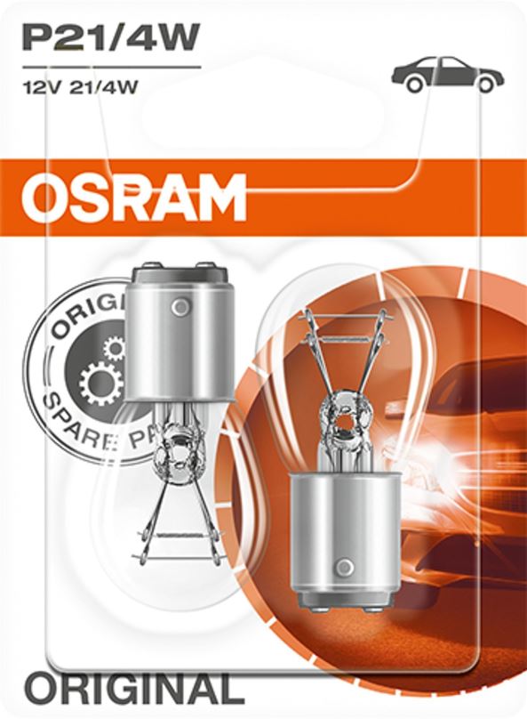 Autožárovka Osram Originál P21/4W, 12V, 21/4W, BAZ15d, 2 kusy v balení