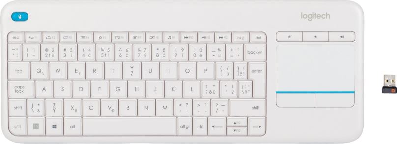 Klávesnice Logitech Wireless Touch Keyboard K400 Plus, bílá - CZ/SK