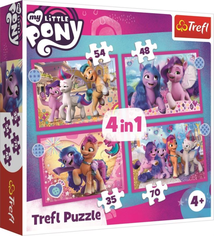 Puzzle Trefl Puzzle My Little Pony: Barevní poníci 4v1 (35,48,54,70 dílků)