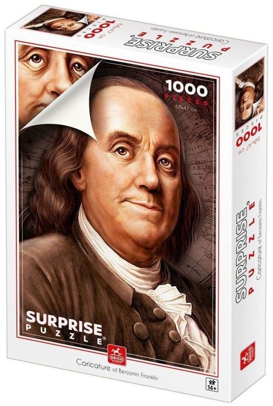 Puzzle Deico Surprise puzzle Karikatura Benjamina Franklina 1000 dílků