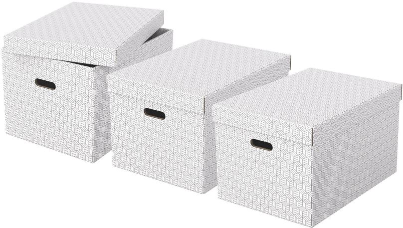 Archivační krabice ESSELTE Home, velikost L, 35.5 x 30.5 x 51 cm, bílá - set 3 ks
