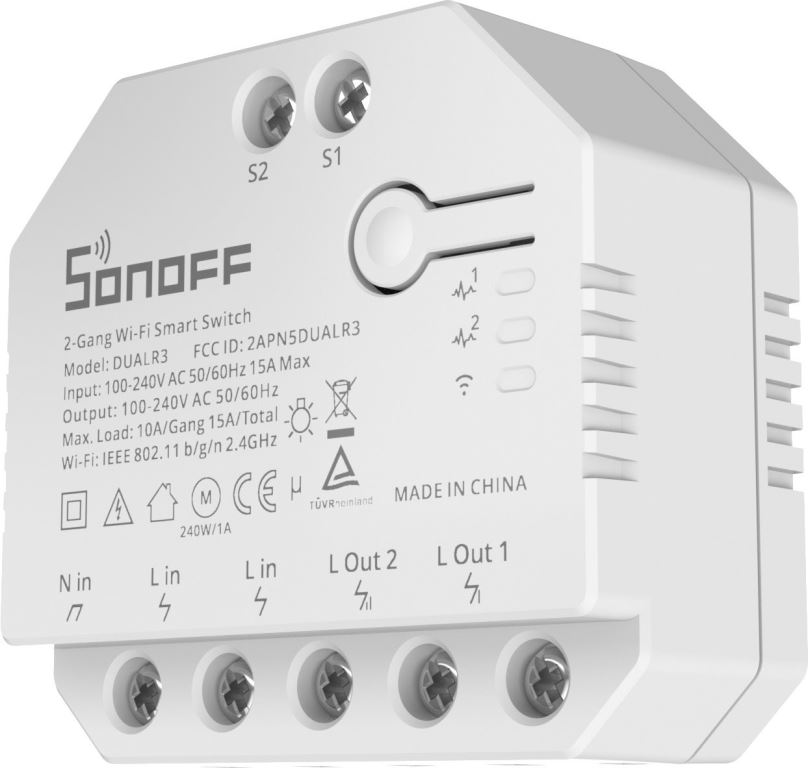 WiFi spínač Sonoff DUALR3 2-Gang Wi-Fi Smart Switch