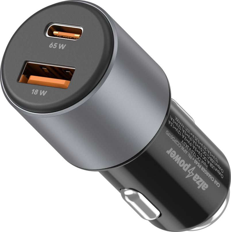 Nabíječka do auta AlzaPower Car Charger P540 USB + USB-C Power Delivery šedá