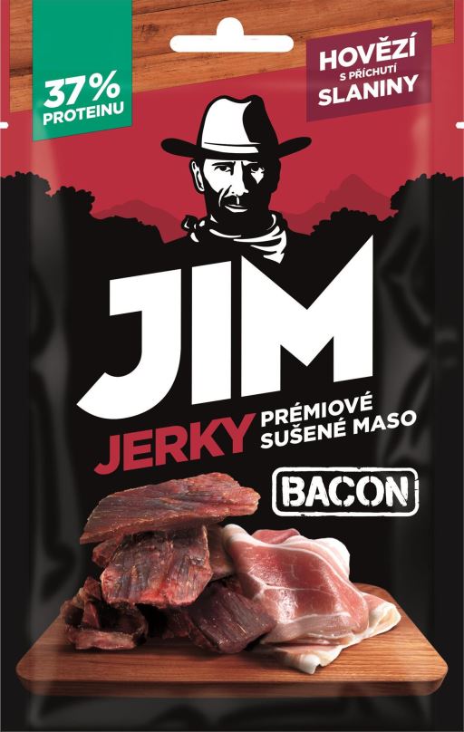 Sušené maso Jim Jerky hovězí s příchutí slaniny 23 g
