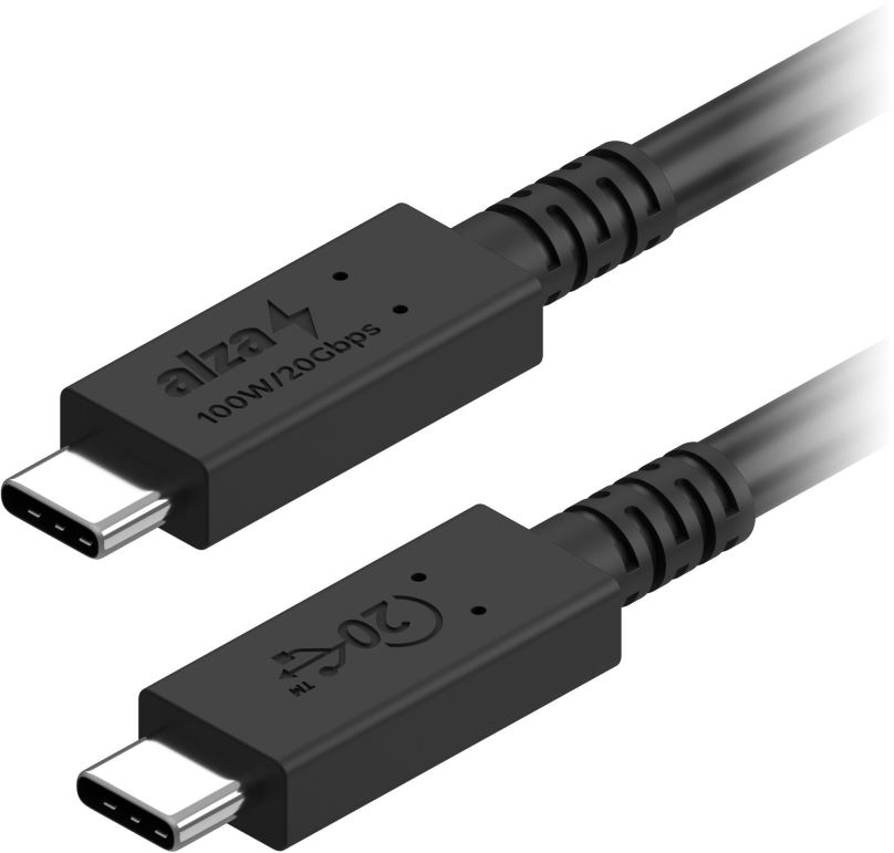Datový kabel AlzaPower Core USB-C / USB-C USB4, 5A, 100W, 0.5m černý