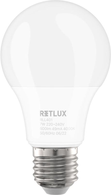 LED žárovka RETLUX RLL 401 A60 E27 bulb 7W CW