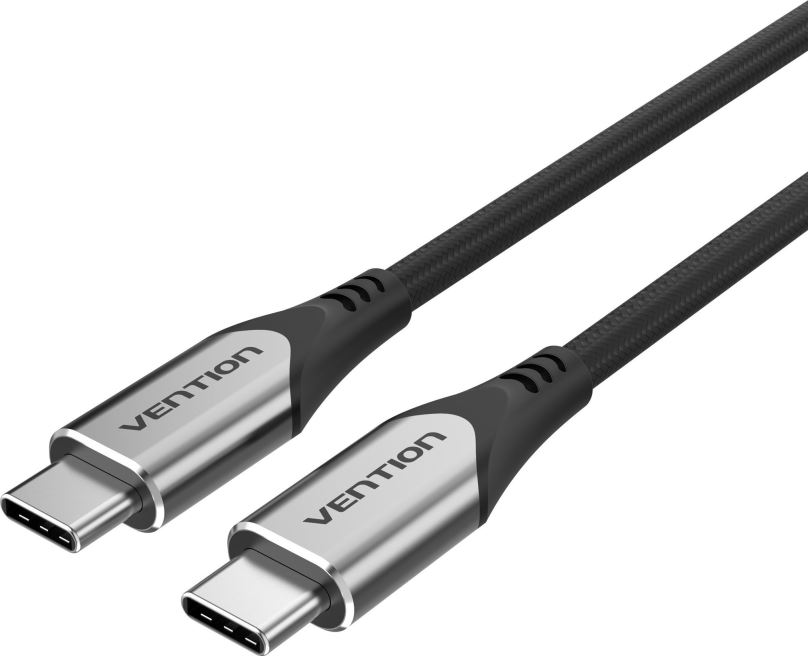 Datový kabel Vention Nylon Braided Type-C (USB-C) Cable (4K / PD / 60W / 5Gbps / 3A) 1.5m Gray