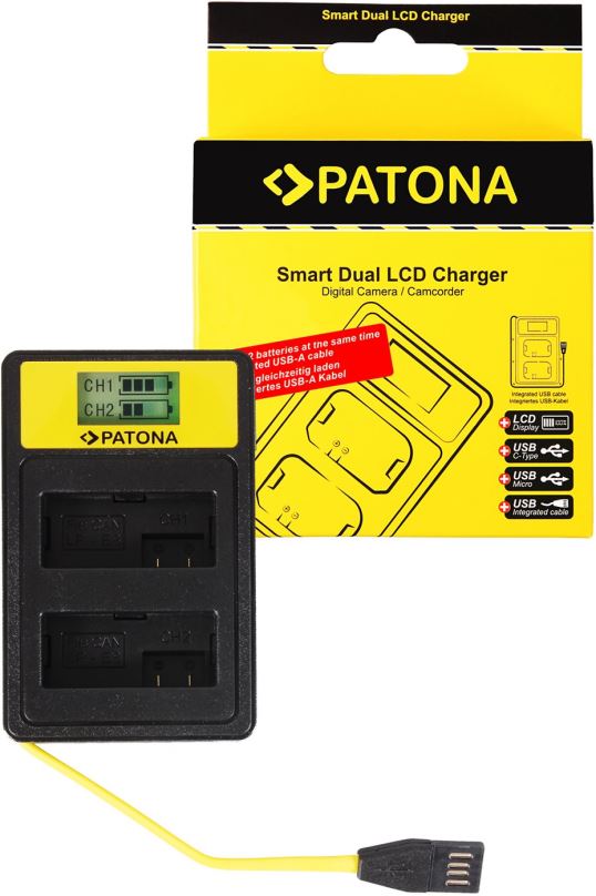 Nabíječka baterií fotoaparátů a videokamer PATONA pro Dual Canon LP-E8 s LCD,USB