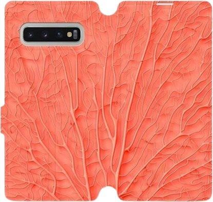 Kryt na mobil Flipové pouzdro na mobil Samsung Galaxy S10 Plus - MK06S Oranžový vzor listu