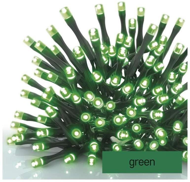 Světelný řetěz EMOS Standard LED spojovací vánoční řetěz, 10 m, venkovní i vnitřní, zelená