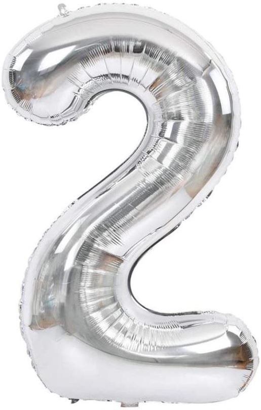 Balonky Atomia fóliový balón narozeninové číslo 2, stříbrný 46 cm