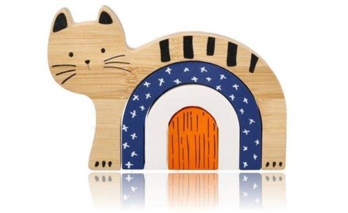 Montessori hračka Adam Toys Dřevěná/bambusová skládací hra - Kočka
