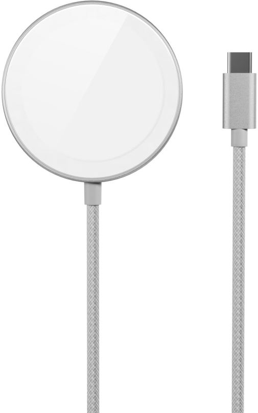 MagSafe bezdrátová nabíječka Epico Qi2 Mag+ bezdrátová nabíječka s integrovaným kabelem - stříbrná