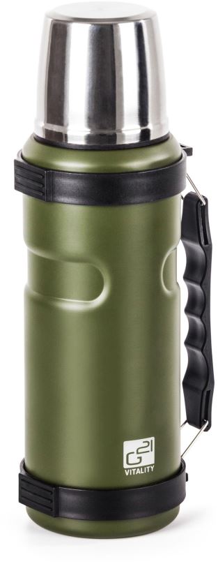 Termoska G21 Termoláhev na pití, 1000 ml, khaki zelená s rukojetí