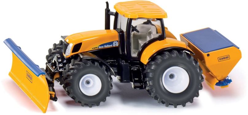 Kovový model Siku Super - Traktor s přední radlicí a sypačem soli