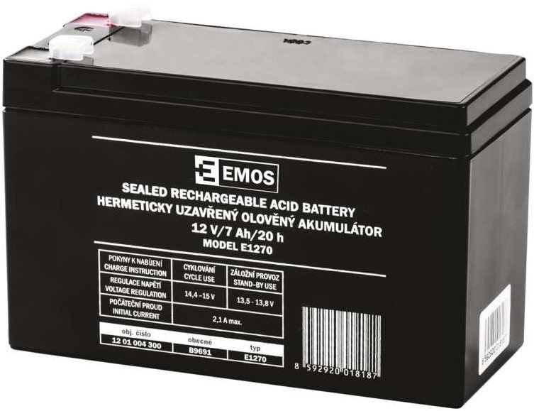 Baterie pro záložní zdroje EMOS Bezúdržbový olověný akumulátor 12 V/7 Ah, faston 4,7 mm