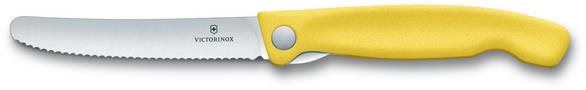 Kuchyňský nůž Victorinox skládací svačinový nůž Swiss Classic, žlutý, vlnkované ostří 11cm