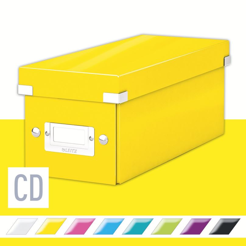 Archivační krabice LEITZ WOW Click & Store CD 14.3 x 13.6 x 35.2 cm, žlutá