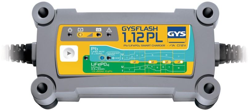 Nabíječka autobaterií GYS Gysflash 1.12 PL, olověné a lithiové akumulátory 12 V, 2-32 Ah, Lithiové 0.5-20 Ah, 1 A